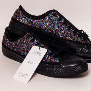 Rainbow Speckle Sequin Converse Low Top Sneakers  